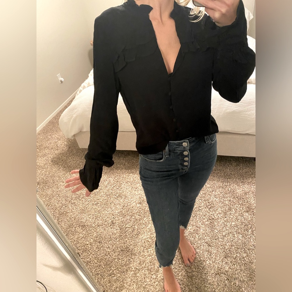 Black long sleeve with ruffle detail